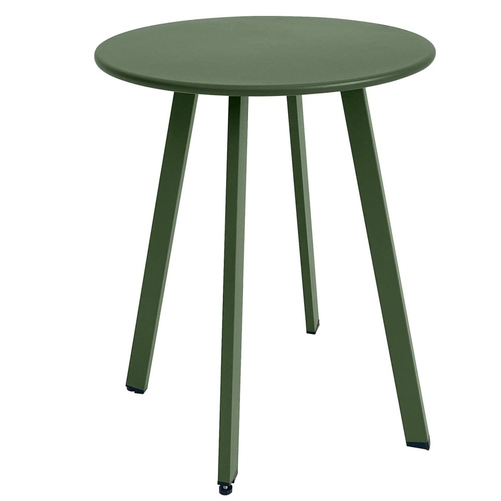 Meluvici Outdoor Side Table Weather Resistant Patio Small Side Table Outdoor Indoor Round Metal Steel Small Side Table Waterpr