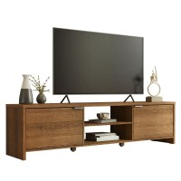 Madesa Tv Stand For Tv'S Up To 80 Inches, 71 Inch, Tv Table With Cable Management, Wooden, 18'' H X 15'' D X 71'' L - Brown