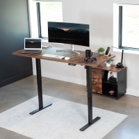 Vivo Electric Height Adjustable 71 X 30 Inch Memory Stand Up Desk, Rustic Vintage Brown Table Top, Black Frame, Standing Workstation With Preset Controller, 1B Series, Desk-Kit-1B7N