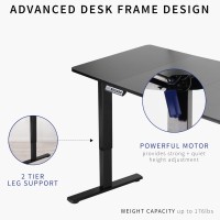 Vivo Electric Height Adjustable 71 X 30 Inch Memory Stand Up Desk, Rustic Vintage Brown Table Top, Black Frame, Standing Workstation With Preset Controller, 1B Series, Desk-Kit-1B7N