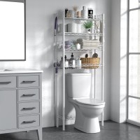 Hodonas Over The Toilet Storage, Bathroom Organizer Shelves Space Saver Over Toilet, Above Toilet Storage Rack, Over-The-Toilet Storage Shelf, White