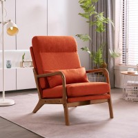 Karl Home Accent Chair Midcentury Modern Chair With Pillow Upholstered Lounge Arm Chair With Solid Wood Frame Soft Cushion Fo