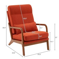 Karl Home Accent Chair Midcentury Modern Chair With Pillow Upholstered Lounge Arm Chair With Solid Wood Frame Soft Cushion Fo