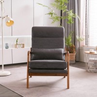 Karl Home Accent Chair Midcentury Modern Chair With Pillow Upholstered Lounge Arm Chair With Solid Wood Frame Soft Cushion Fo