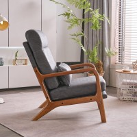 Karl Home Accent Chair Midcentury Modern Chair With Pillow Upholstered Lounge Arm Chair With Solid Wood Frame Soft Cushion Fo