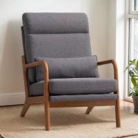 Karl Home Accent Chair Midcentury Modern Chair With Pillow Upholstered Lounge Arm Chair With Solid Wood Frame Soft Cushion Fo