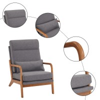 Karl Home Accent Chair Midcentury Modern Chair With Pillow Upholstered Lounge Arm Chair With Solid Wood Frame Soft Cushion Fo