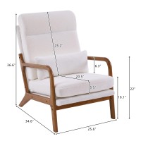 Karl Home Accent Chair Midcentury Modern Chair With Pillow Upholstered Lounge Arm Chair With Solid Wood Frame Soft Cushion Fo