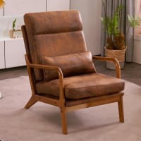 Karl Home Accent Chair Midcentury Modern Chair With Pillow Upholstered Lounge Arm Chair With Solid Wood Frame Soft Cushion Fo