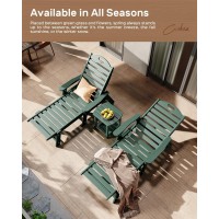 Ciokea Chaise Lounge Chair Outdoor With Wood Texture, Adjustable 5-Position Chaise Lounge Outdoor, Patio Lounge Chair For Poolside Backyard, Green