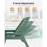 Ciokea Chaise Lounge Chair Outdoor With Wood Texture, Adjustable 5-Position Chaise Lounge Outdoor, Patio Lounge Chair For Poolside Backyard, Green