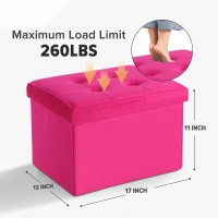 Linmagco Storage Ottoman Folding Foot Stool Velvet Ottoman Foot Rest With Padded Modern Ottoman With Storage For Living Room Pup