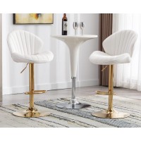 Ealson Velvet Swivel Bar Stools Set Of 2 Modern Counter Height Barstools With Back And Gold Base Adjustable Bar Chairs Comfortable Upholstered Kitchen Island Stools For Home Bar/Pub, Cream