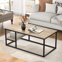 Vowner Coffee Table, Living Room Table, Coffee Table With Steel Frame And Shelves, Industrial Design, Easy Assembly, Wooden Sofa Table, Side Table, 40.2 X 20.5 X 16.5