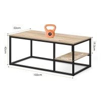 Vowner Coffee Table, Living Room Table, Coffee Table With Steel Frame And Shelves, Industrial Design, Easy Assembly, Wooden Sofa Table, Side Table, 40.2 X 20.5 X 16.5
