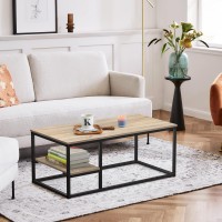 Vowner Coffee Table, Living Room Table, Coffee Table With Steel Frame And Shelves, Industrial Design, Easy Assembly, Wooden Sofa Table, Side Table, 40.2 X 20.5 X 16.5