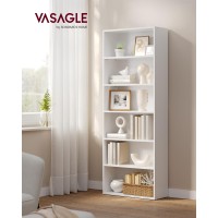 Vasagle Bookshelf 236 Inches Wide 6Tier Open Bookcase With Adjustable Storage Shelves Floor Standing Unit Cloud White Ulbc