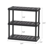 Iris Usa 3Tier Heavy Duty Plastic Shelving Unit 379 Tall 100Lbs Per Shelf Modular Garage Rack Storage Organizer For Home