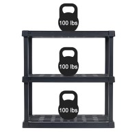 Iris Usa 3Tier Heavy Duty Plastic Shelving Unit 379 Tall 100Lbs Per Shelf Modular Garage Rack Storage Organizer For Home