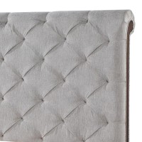 Acme Andria Tufted Fabric Eastern King Bed In Gray And Reclaimed Oak