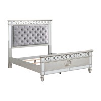 Acme Varian Tufted Velvet Upholstery Full Bed In Gray And Silver