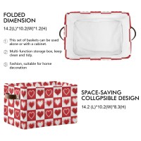 Happy Valentine'S Day Love Heart Storage Basket Fabric Laundry Baskets Red White Buffalo Plaid Storage Boxes Organizer Bag For Baby Cloth Dog Toy Book Storage Cubes Shelf Closet Bins 16