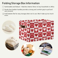 Happy Valentine'S Day Love Heart Storage Basket Fabric Laundry Baskets Red White Buffalo Plaid Storage Boxes Organizer Bag For Baby Cloth Dog Toy Book Storage Cubes Shelf Closet Bins 16