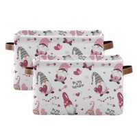 Happy Valentine'S Day Gnomes Storage Basket Fabric Laundry Baskets Be Mine Valentine Love Heart Storage Boxes Organizer Bag For Baby Cloth Dog Toy Book Storage Cubes Shelf Closet Bins 16