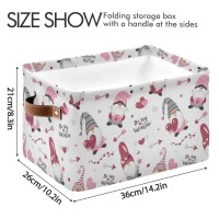 Happy Valentine'S Day Gnomes Storage Basket Fabric Laundry Baskets Be Mine Valentine Love Heart Storage Boxes Organizer Bag For Baby Cloth Dog Toy Book Storage Cubes Shelf Closet Bins 16