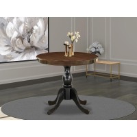 East West Furniture Kitchen Table Walnut Table Top and Black Pedestal Leg Finish