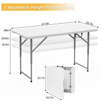 Skok 330Lbs Folding Picnic Table 468 Foot Adjustable Height 468Ft Plastic Picnic Table Portable With Handle Utility Commer