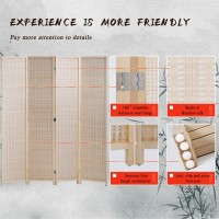 Room Divider Folding Privacy Screens 6 Ft 4 Panel Bamboo Portable Divider Wall Freestanding Partition Room Divider Screen For Room Separator Home Office,Natural