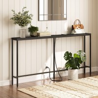 Mahancris Console Table With Power Outlet 63 Narrow Sofa Table Industrial Entryway Table With Usb Ports Behind Couch Table