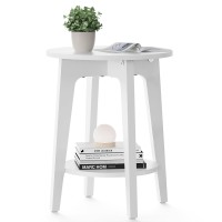 Vasagle Side Table Small Round End Table With Lower Shelf Nightstand For Small Spaces Living Room Bedroom White Ulet283T14