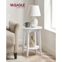 Vasagle Side Table Small Round End Table With Lower Shelf Nightstand For Small Spaces Living Room Bedroom White Ulet283T14