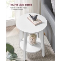 Vasagle Side Table Small Round End Table With Lower Shelf Nightstand For Small Spaces Living Room Bedroom White Ulet283T14