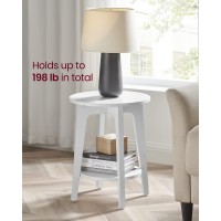 Vasagle Side Table Small Round End Table With Lower Shelf Nightstand For Small Spaces Living Room Bedroom White Ulet283T14