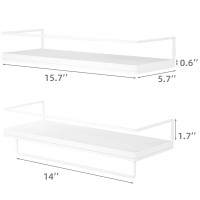 Zgo Floating Shelves White Wall Mounted Storage Shelves With White Towel Rack For Bathroom Kitchen Bedroom Set Of 2 White