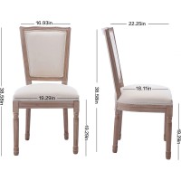 Nrizc Farmhouse Dining Room Chairs Set Of 4 French Dining Chairs With Square Back Brown Wood Legs French Bistro Chairs For Di