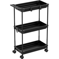 Simple Houseware Standard 3Tier Slim Rolling Storage Cart Black