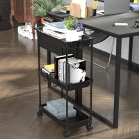 Simple Houseware Standard 3Tier Slim Rolling Storage Cart Black