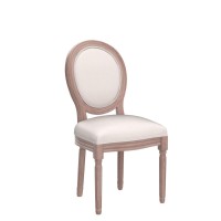 Nrizc French Dining Chairs Set Of 6 French Country Vintage Farmhouse Dining Chairs With Round Back Solid Wood Beige Fabric Di