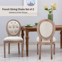 Nrizc French Country Dining Chairs Set Of 6 Farmhouse Dining Chairs With Round Button Back Solid Wood Legs French Dining Chai