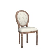 Nrizc French Country Dining Chairs Set Of 6 Farmhouse Dining Chairs With Round Button Back Solid Wood Legs French Dining Chai