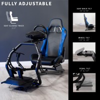 Vivo Racing Simulator Cockpit With Wheel Stand, Gear Mount, Chair And Frame Only, Fits Logitech, Thrustmaster, Fanatec, Compatible With Xbox One, Playstation, Pc Video Game, Blue Stripe, Stand-Race1Bl