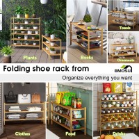 Bmosu 3Tier Bamboo Extended Shoe Rack Premium Stackable Shoe Shelf Storage Organizer For Hallway Closet Living Room Entryway Or