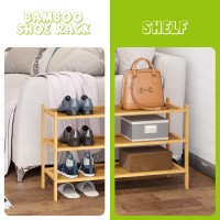 Bmosu 3Tier Bamboo Shoe Rack Premium Stackable Shoe Shelf Storage Organizer For Hallway Closet Living Room Entryway Organizern