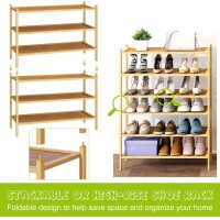 Bmosu 3Tier Bamboo Shoe Rack Premium Stackable Shoe Shelf Storage Organizer For Hallway Closet Living Room Entryway Organizern