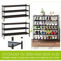 Bmosu 3Tier Bamboo Extended Shoe Rack Premium Stackable Shoe Shelf Storage Organizer For Hallway Closet Living Room Entryway Or