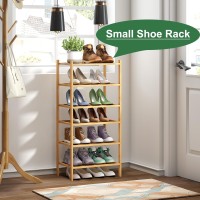 Kiplant 6Tier Small Bamboo Shoe Rack For Entryway Stackable Foldable Natural Shoe Organizer For Hallway Closet Free Stan